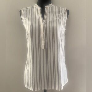Atmosphere White & Gray Striped Sleeveless Blouse Top, Size 6